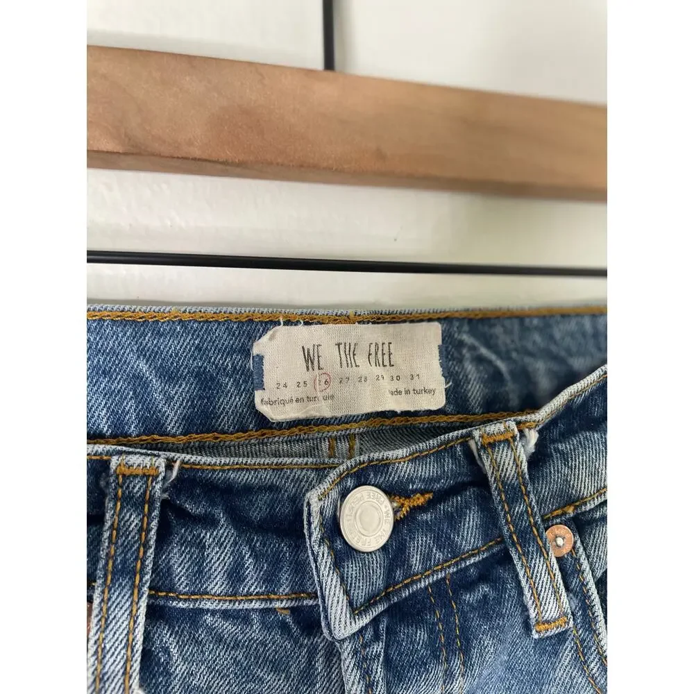 Free People Stella Distressed Skinny Jeans Size 26 Raw Hem Denim